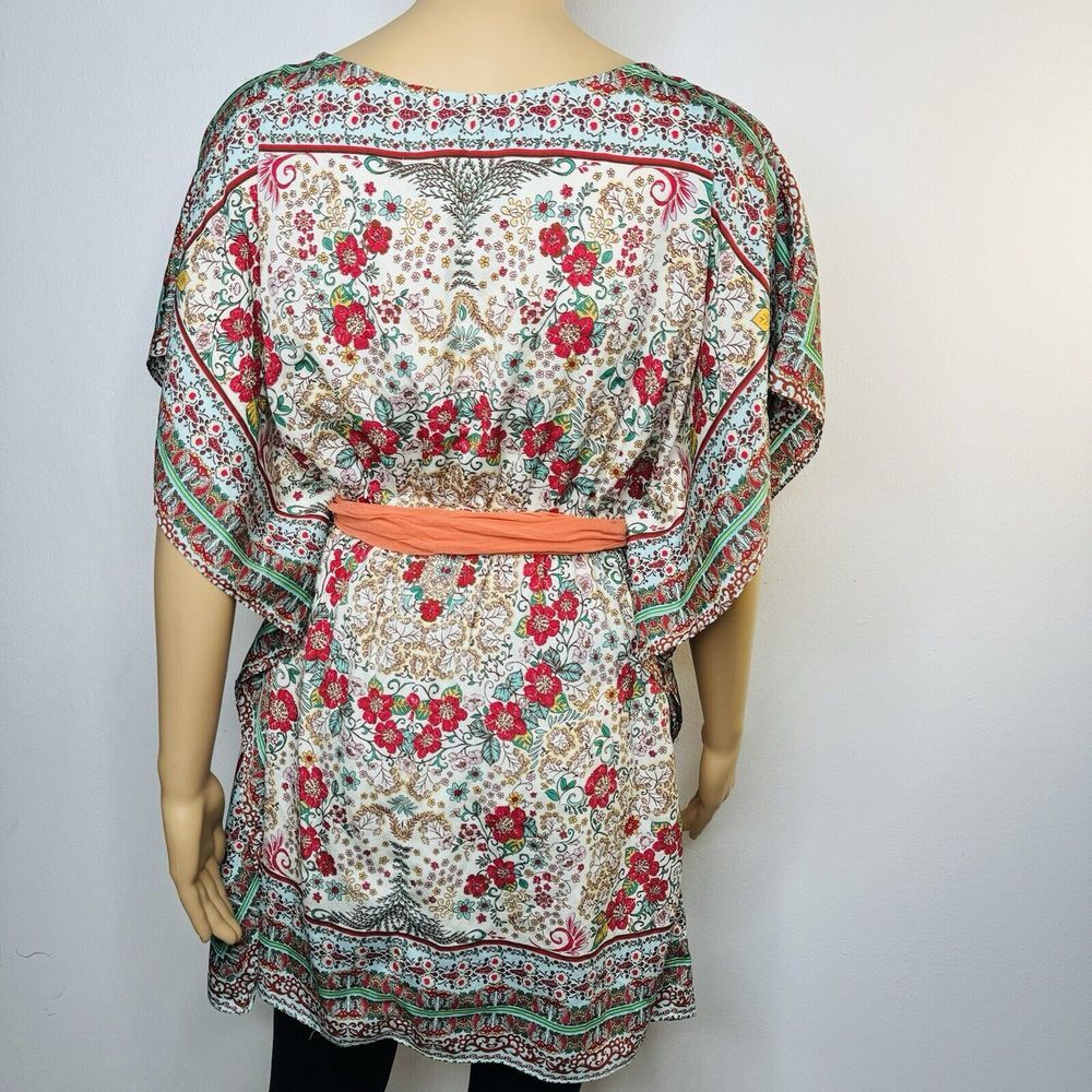 Zara TRF Kaftan Top M Boho Caftan Polyester Floral Coastal Cover Up dress - Picture 3 of 14